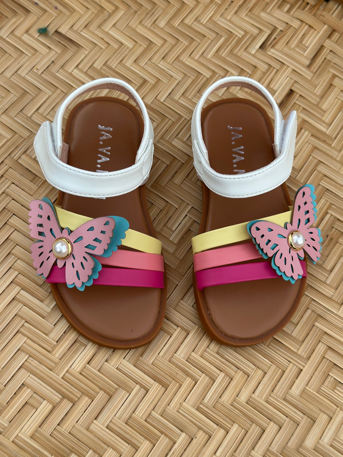 Toddler multicolor striped butterfly sandals