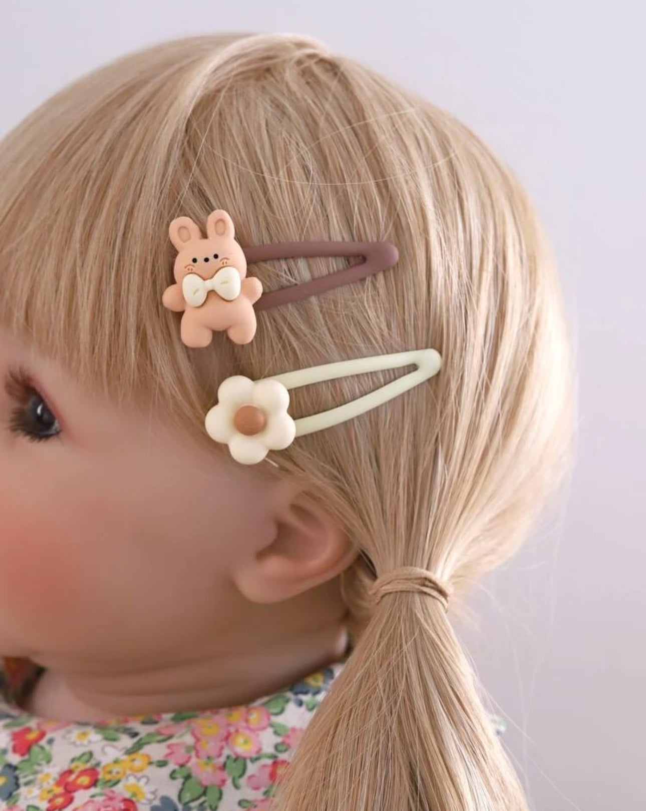 6pcs Toddler Girls Flower & Bear Decor Snap Clip