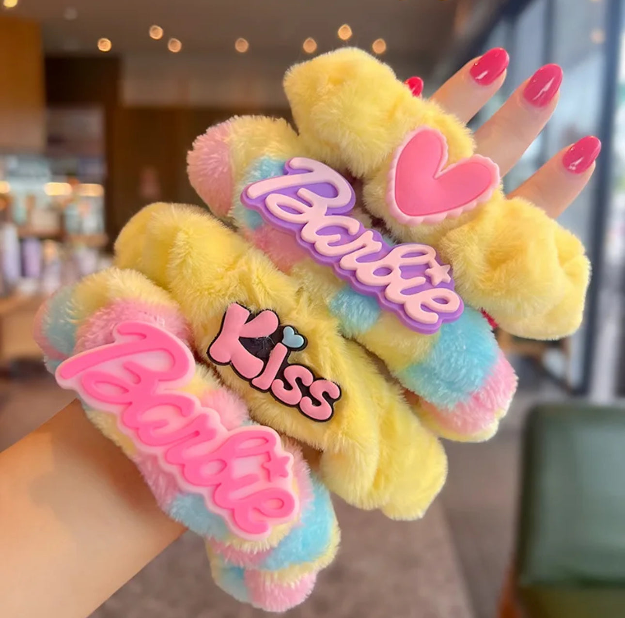 Hawaii pink Barbie plush hair ties | JA.VA.NAH