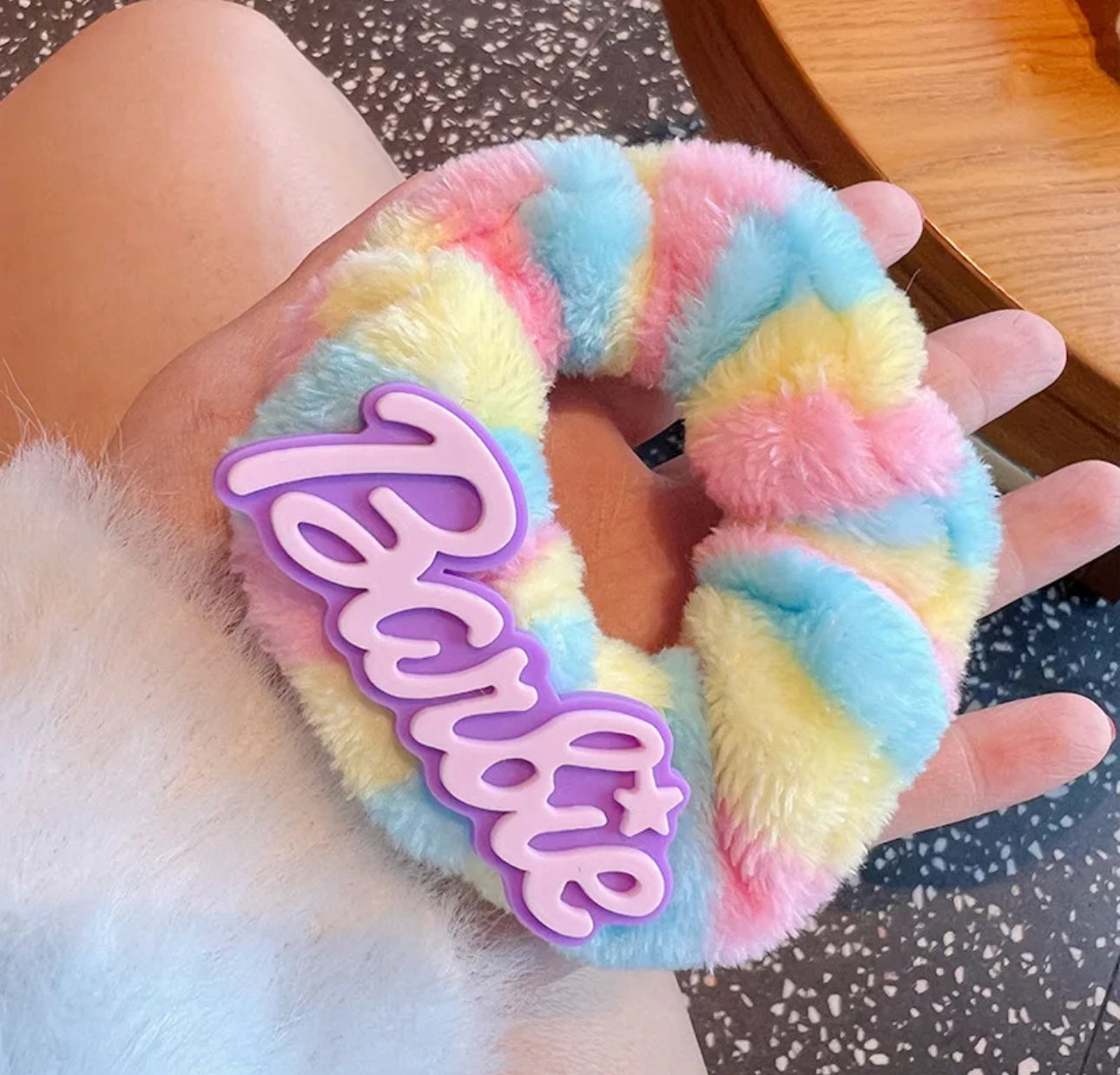 Hawaii pink Barbie plush hair ties | JA.VA.NAH