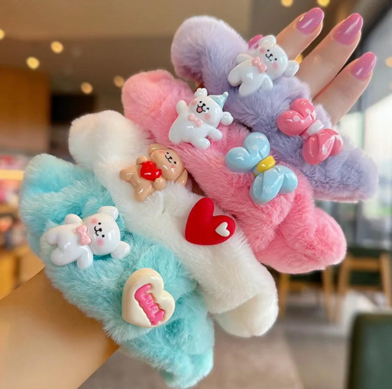 5PCS Candy color plush Elastic Hair ties | JA.VA.NAH