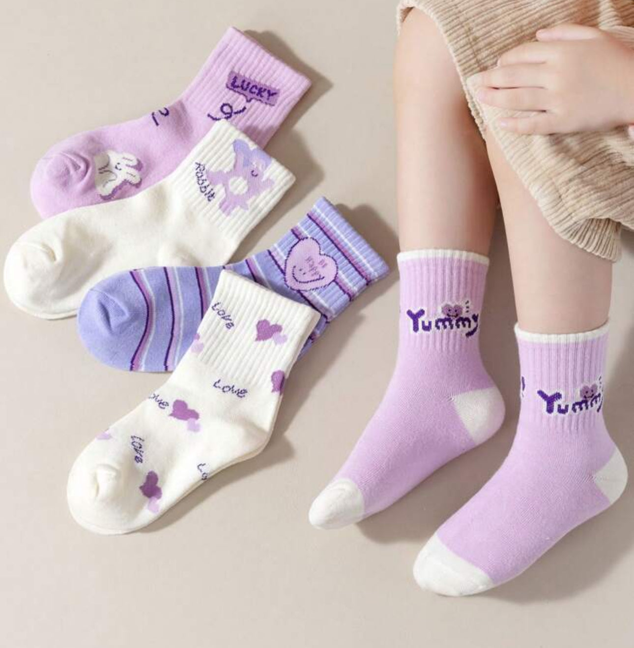 5Pairs Trendy Toddler Girls Socks