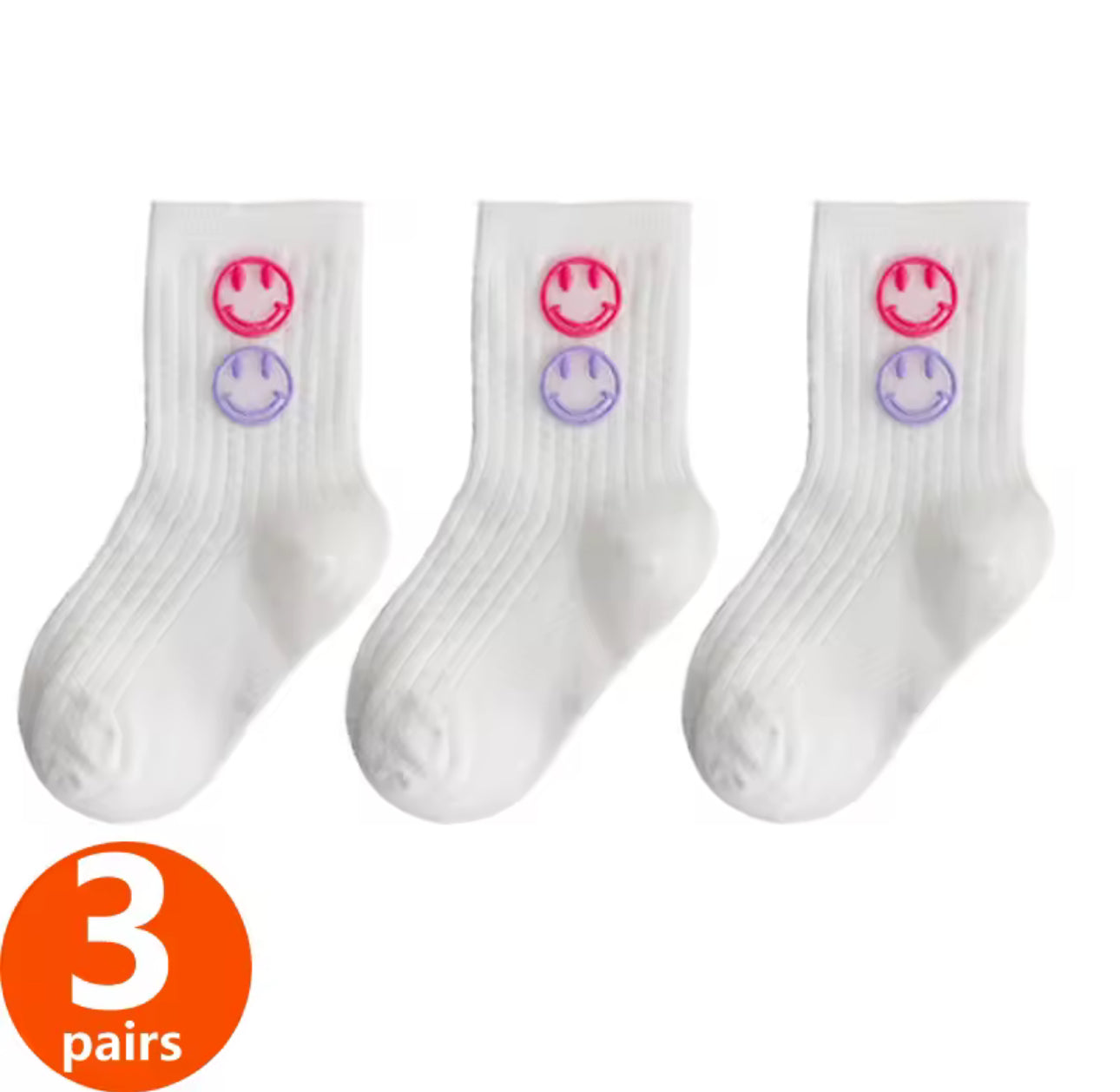 3 Pairs Smiley face Toddler/Youth Socks | JA.VA.NAH