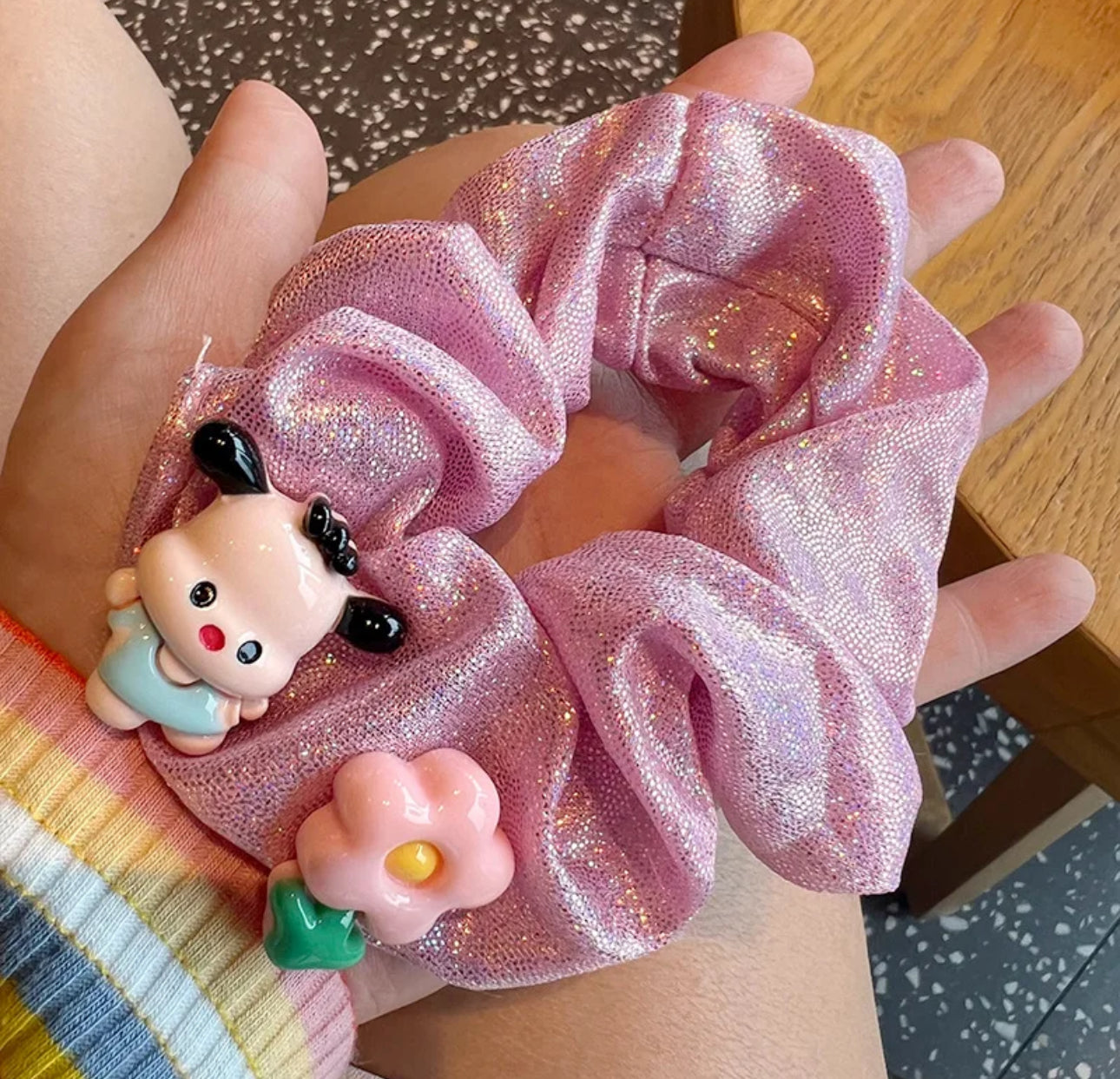 4PCS Cute puppy fluffy Hair ties