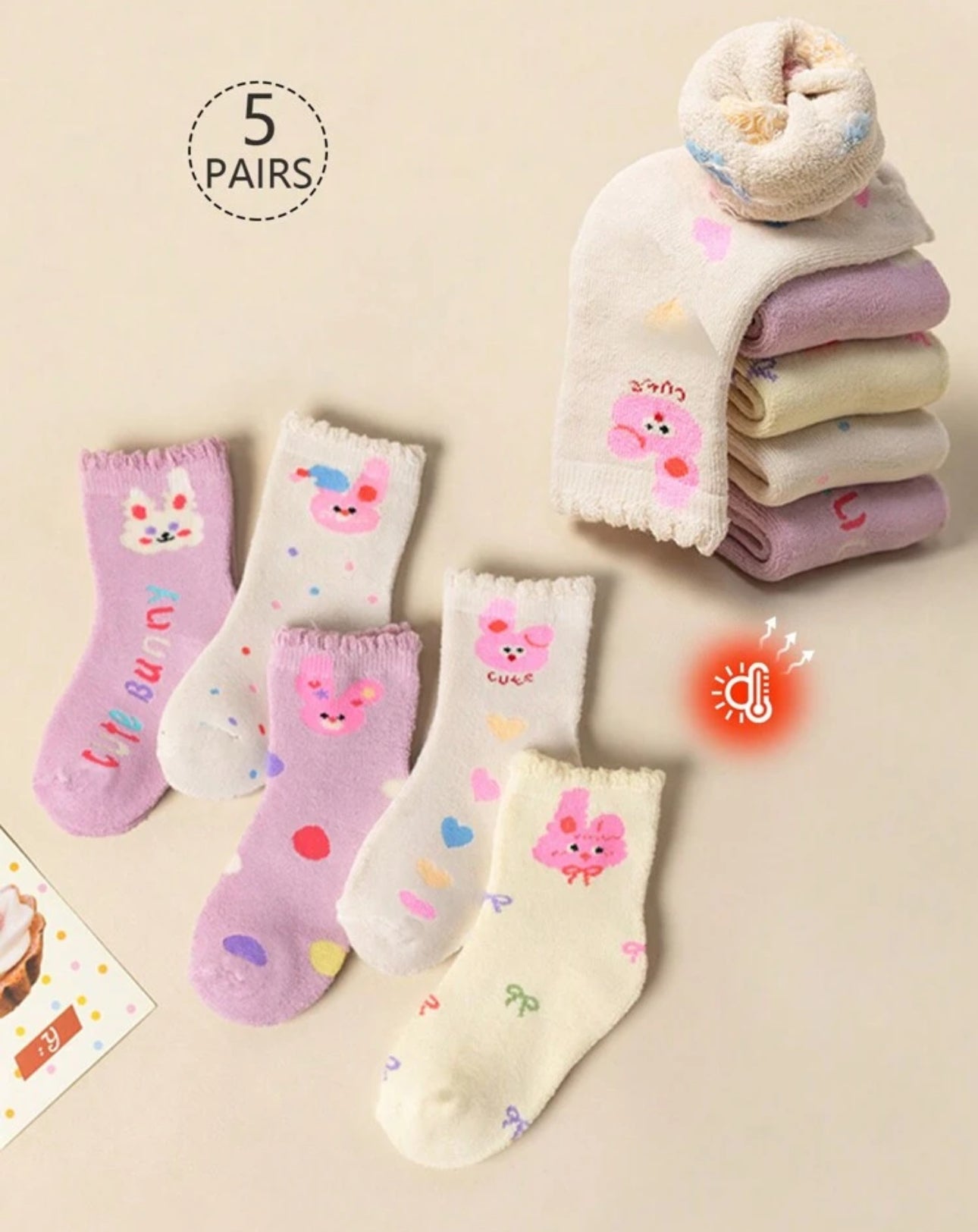 5Pairs Winter Socks for Girls