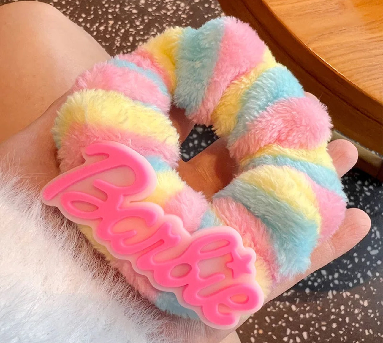 Hawaii pink Barbie plush hair ties | JA.VA.NAH