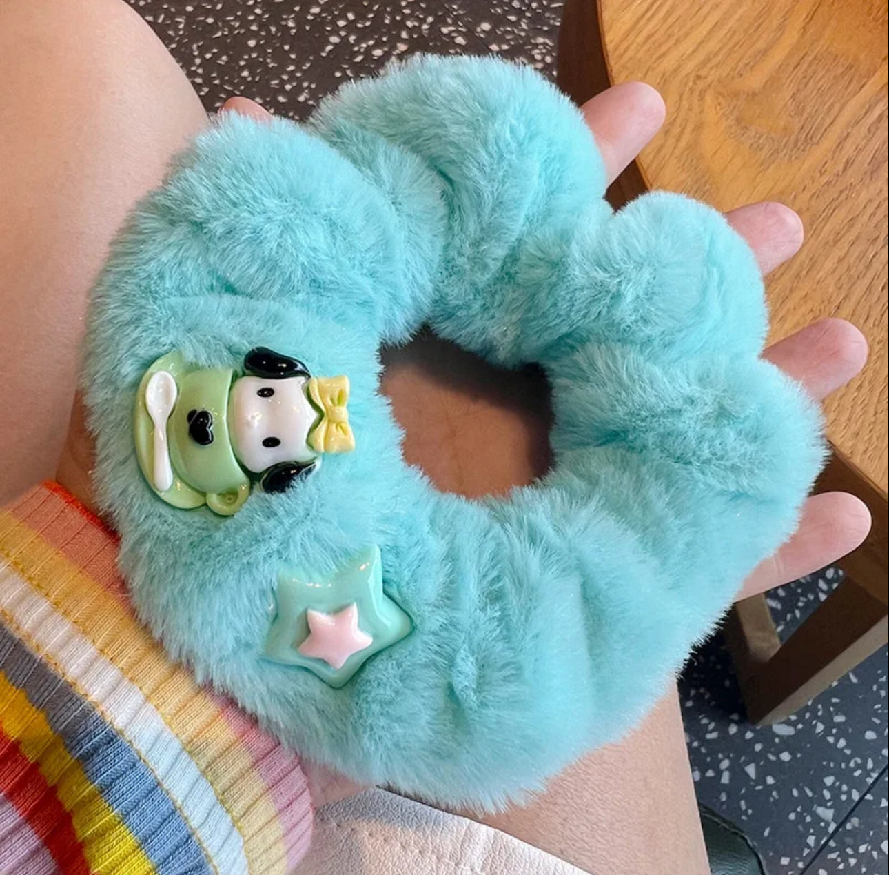 4PCS Cute puppy fluffy Hair ties
