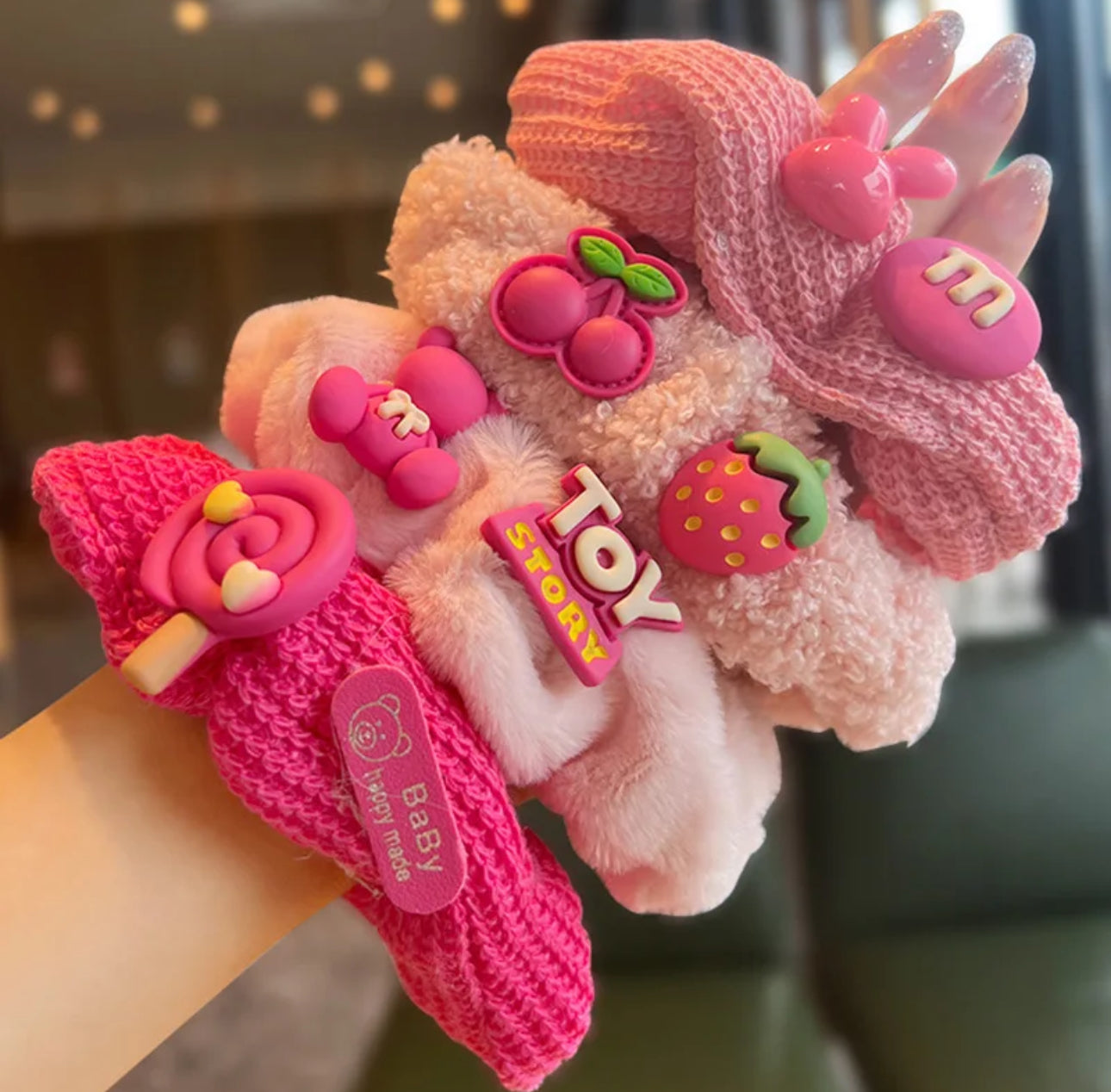 4PCS Cute Cartoon Pink Hair ties