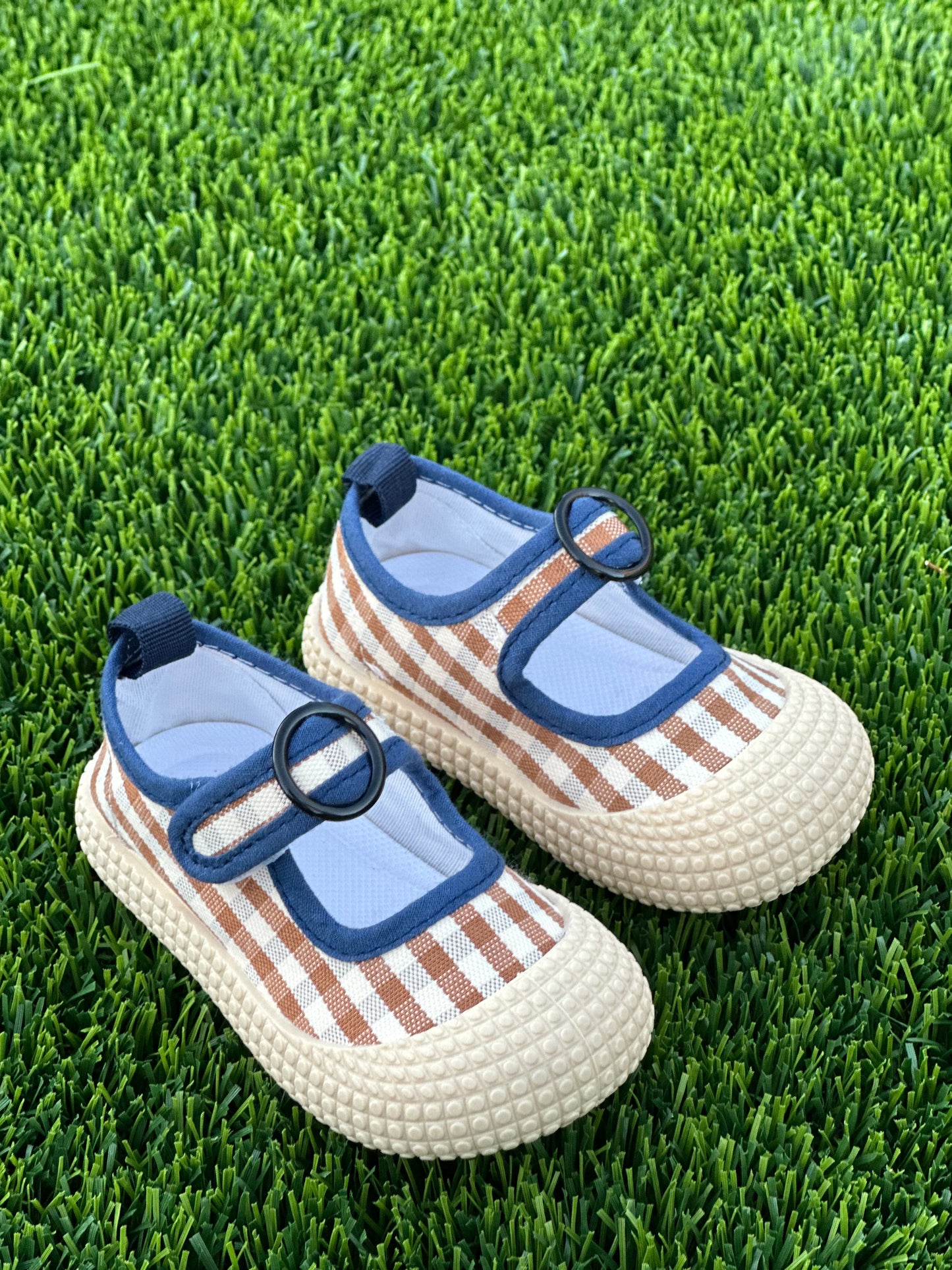 Canvas Plaid shoes with comfy loop for toddler girls | JA.VA.NAH