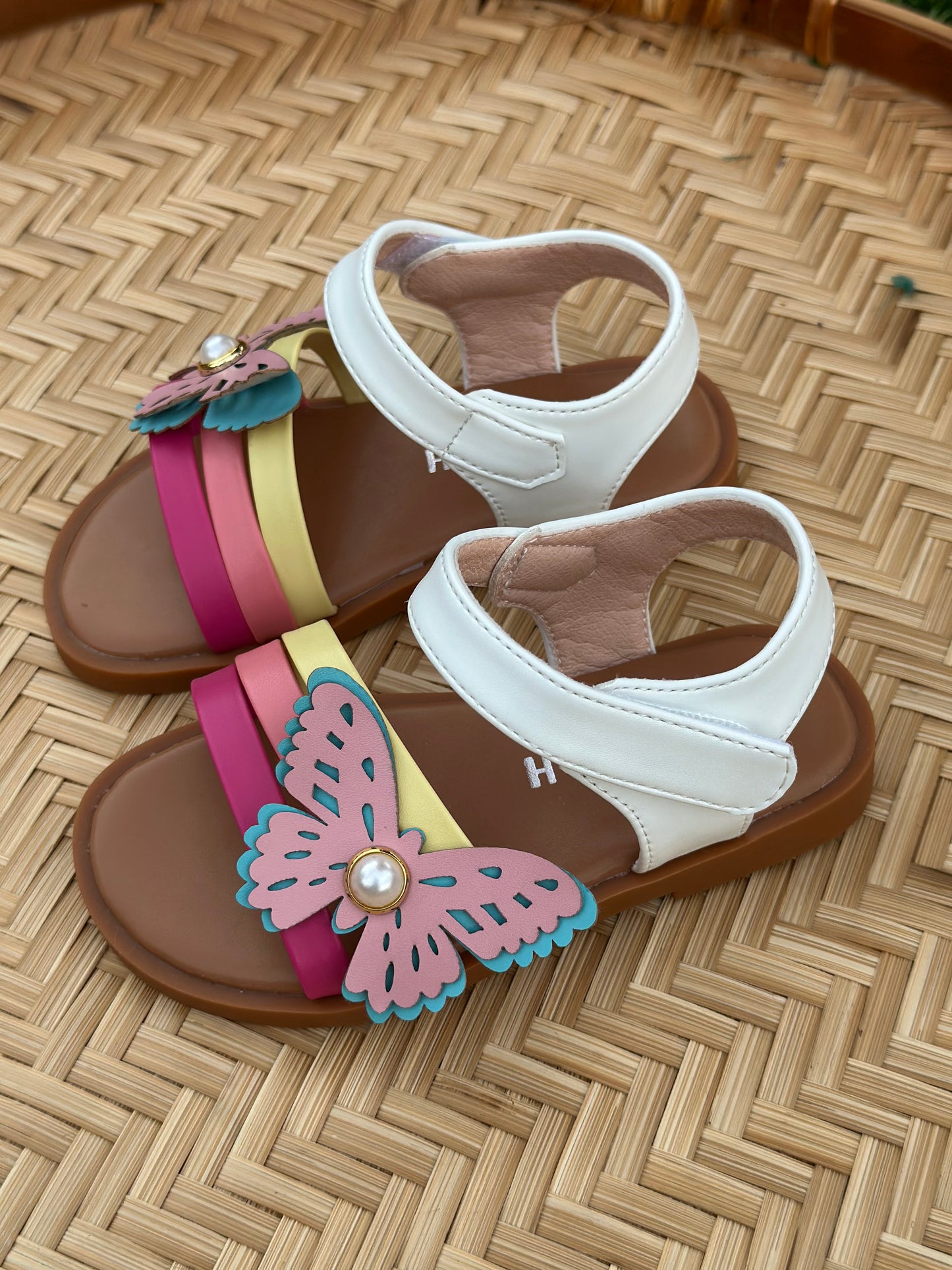Toddler multicolor striped butterfly sandals