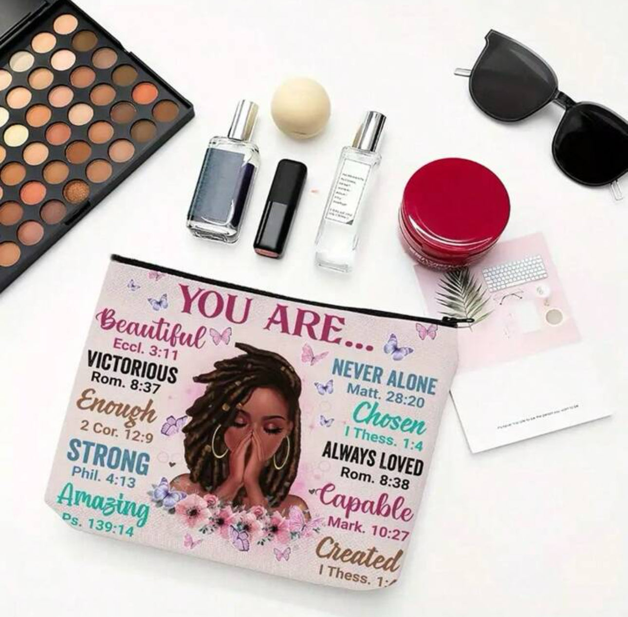 Makeup Zipper Pouch, Polyester Cosmetic Travel Bag, Toiletries | JA.VA.NAH