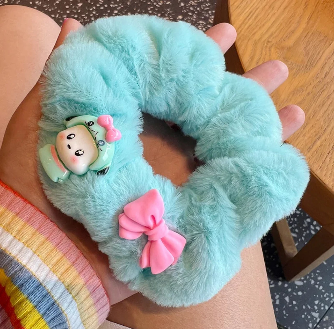 4PCS Cute puppy fluffy Hair ties