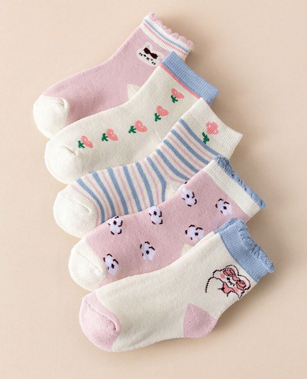 5 Pairs Girls Socks | JA.VA.NAH