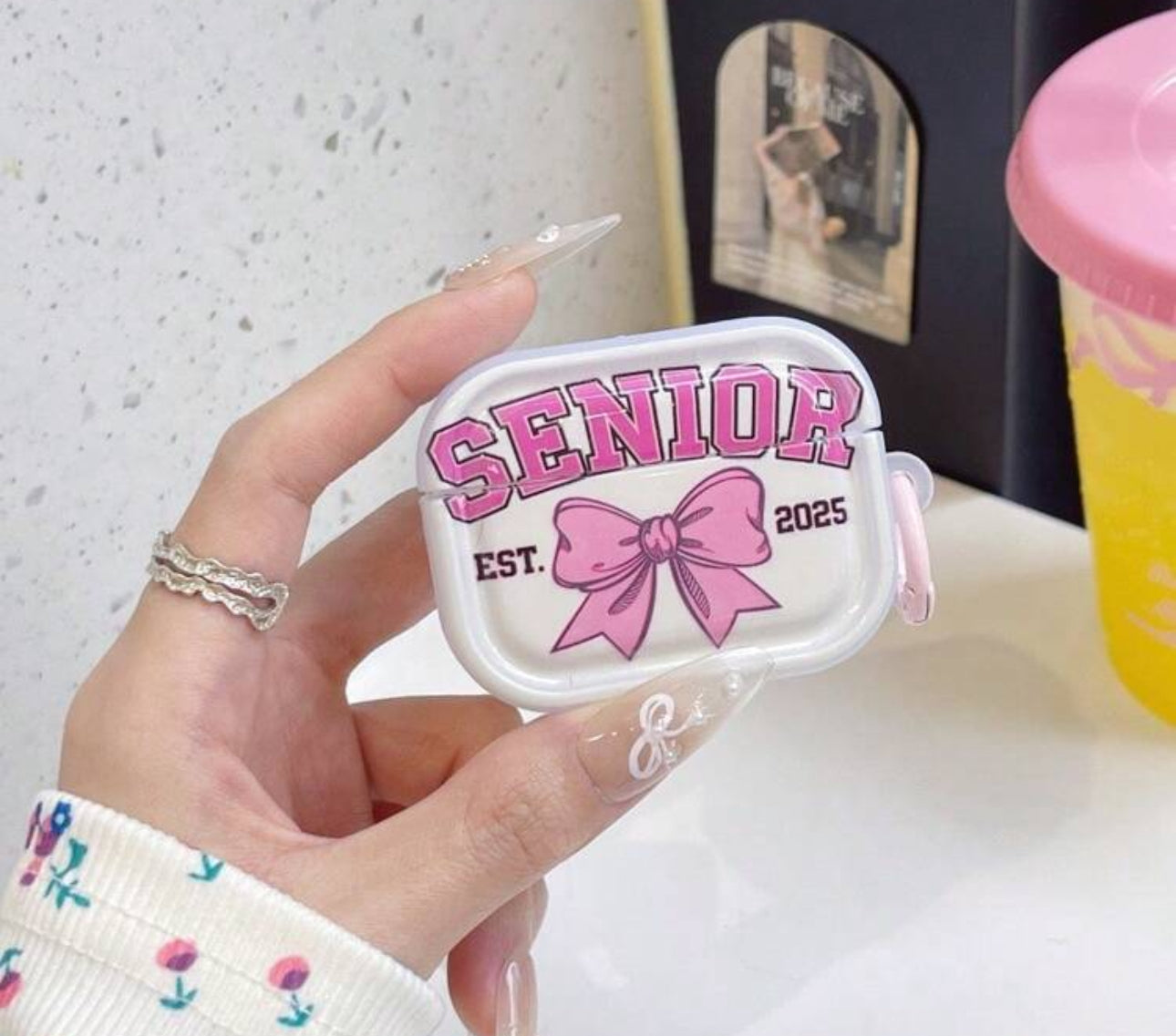 Pink Girl English Bow AirPods | JA.VA.NAH
