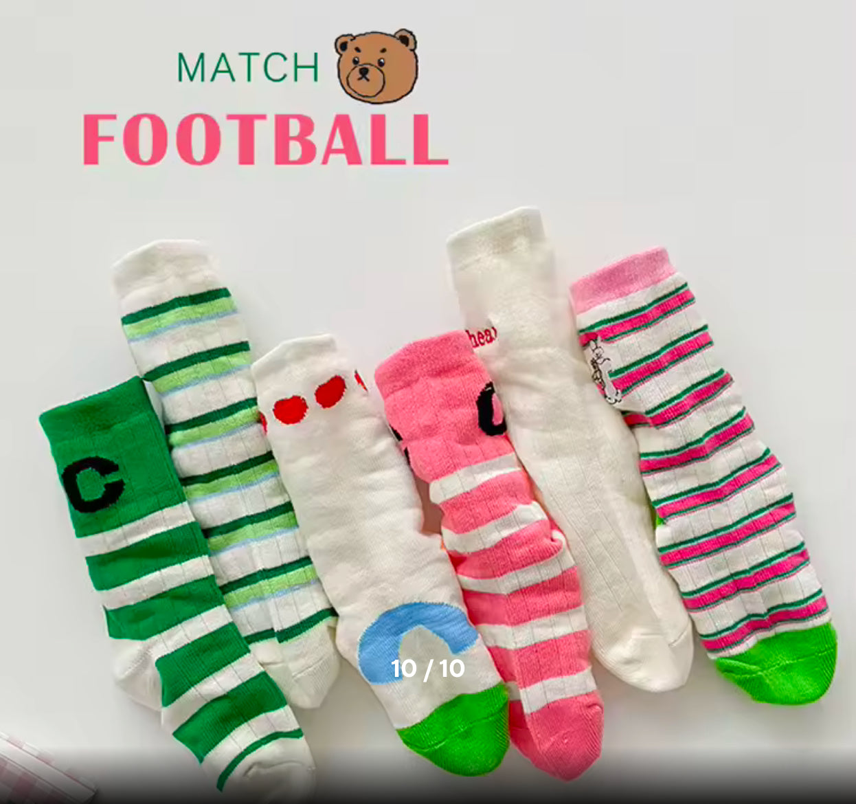 3 Pairs Calf Socks Letter Striped Pattern