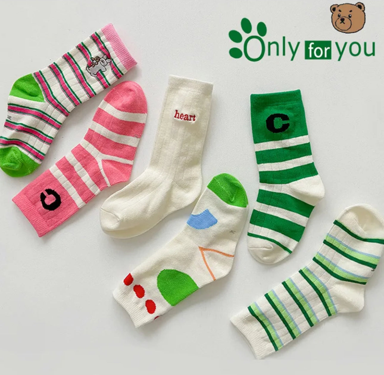 3 Pairs Calf Socks Letter Striped Pattern