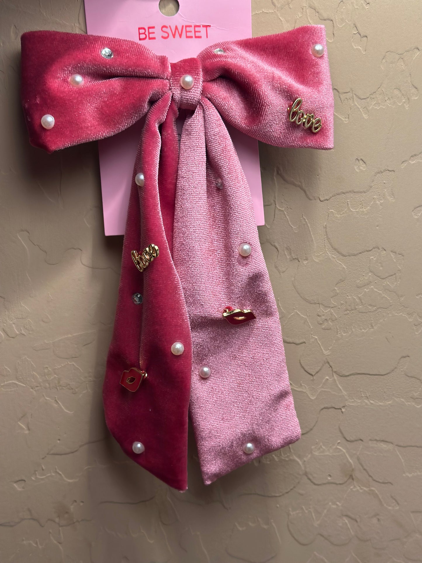 Pink Velvet Bow Hair Clip for Girls, Adults | JA.VA.NAH