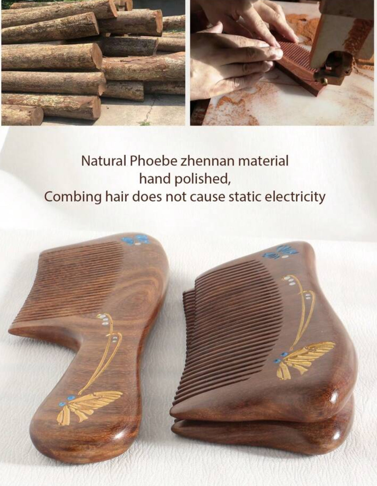 Butterfly Wooden 2pcs Combs | JA.VA.NAH