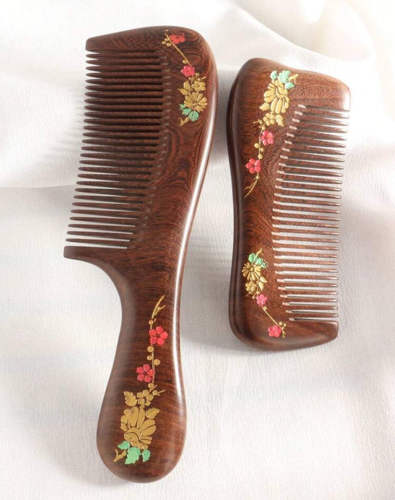 2Pcs Flower Wood Comb | JA.VA.NAH