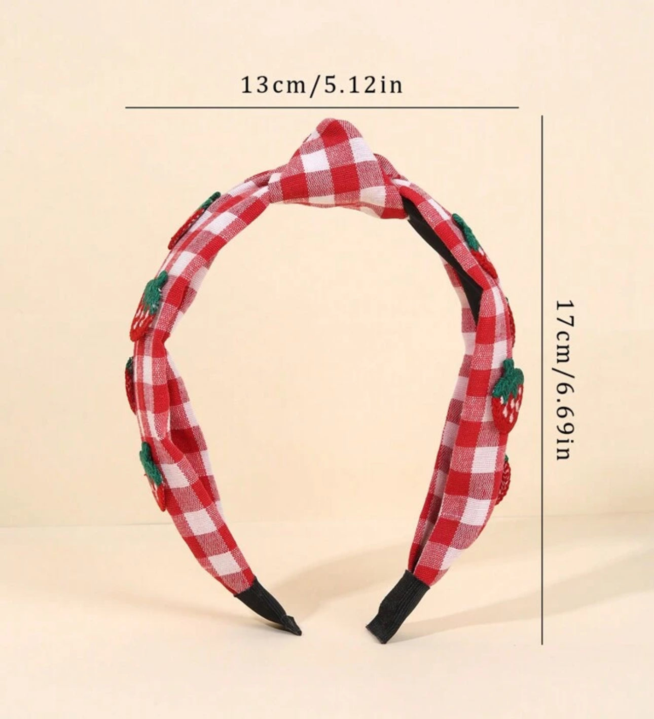 Strawberry Plaid Headband | JA.VA.NAH