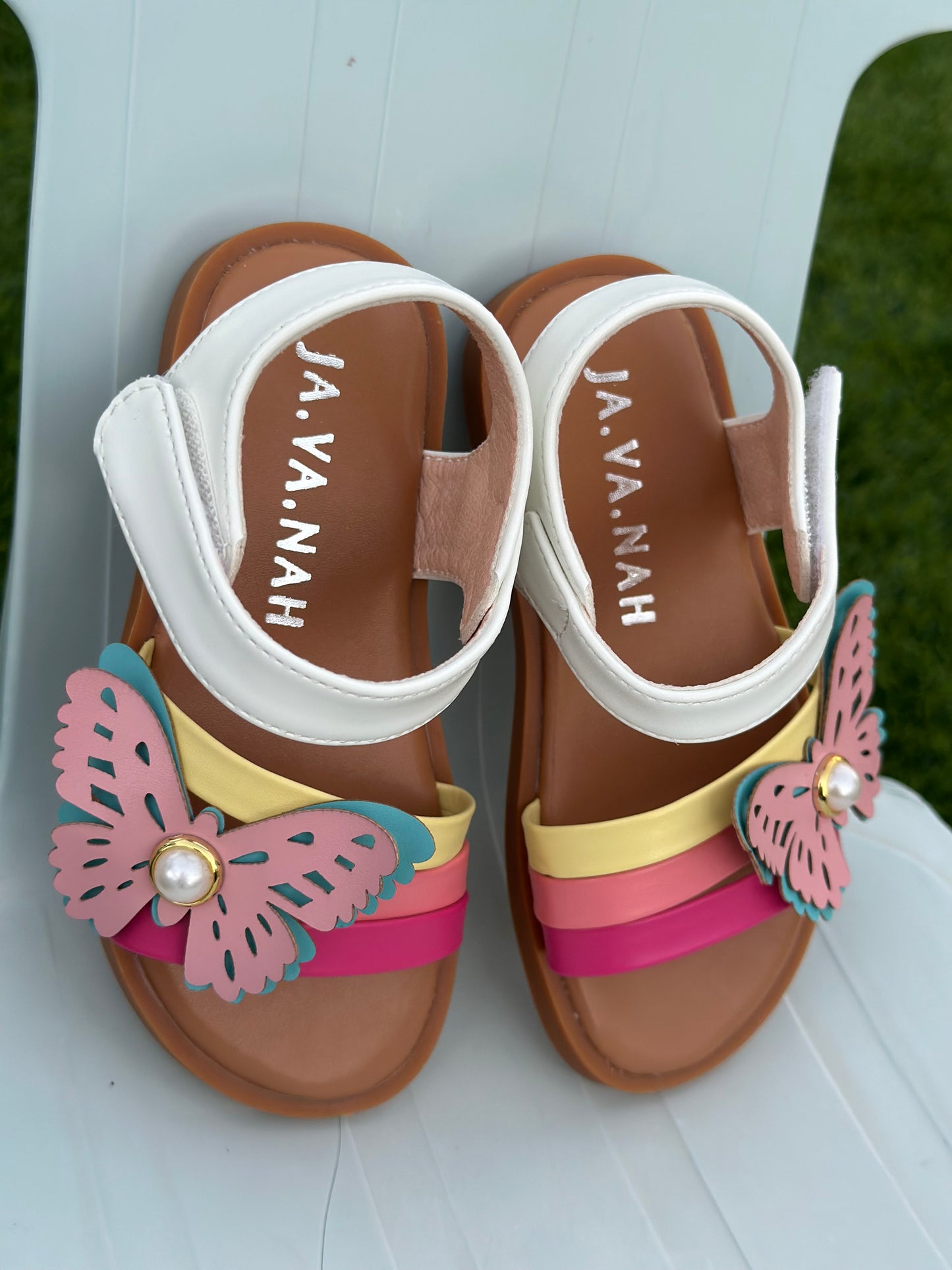Toddler multicolor striped butterfly sandals