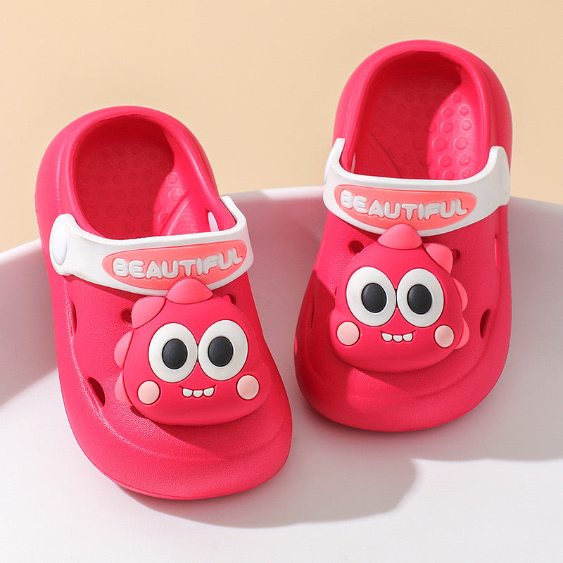 Dinosaur cartoon looks Summer clogs for kids. Anti-slip Soft Sole