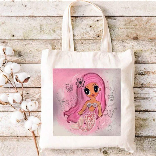 Cute mermaid canvas bag