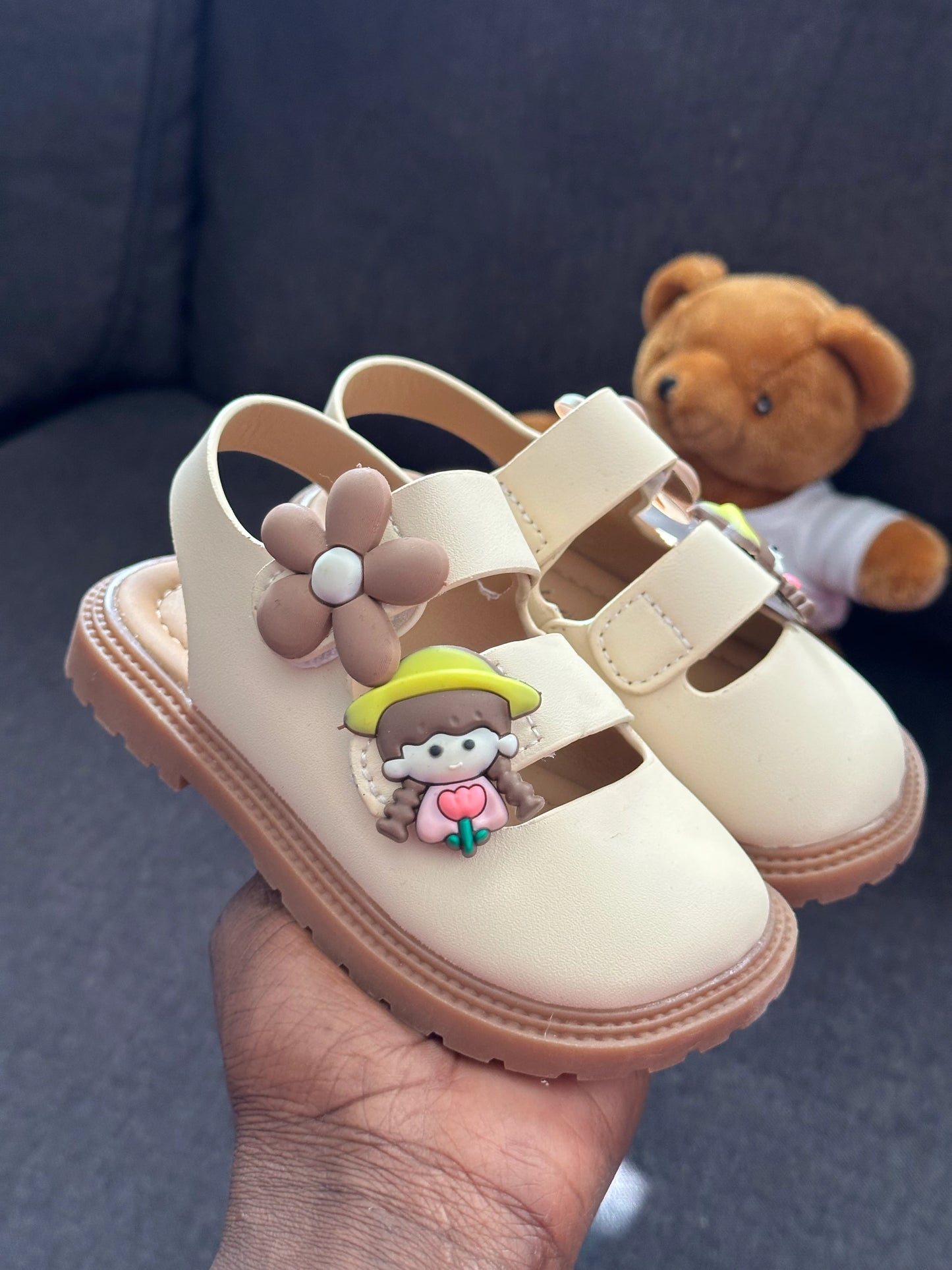 Toddler Girls Summer Closed Toe Princess Flower Leather Comfortable Shoes