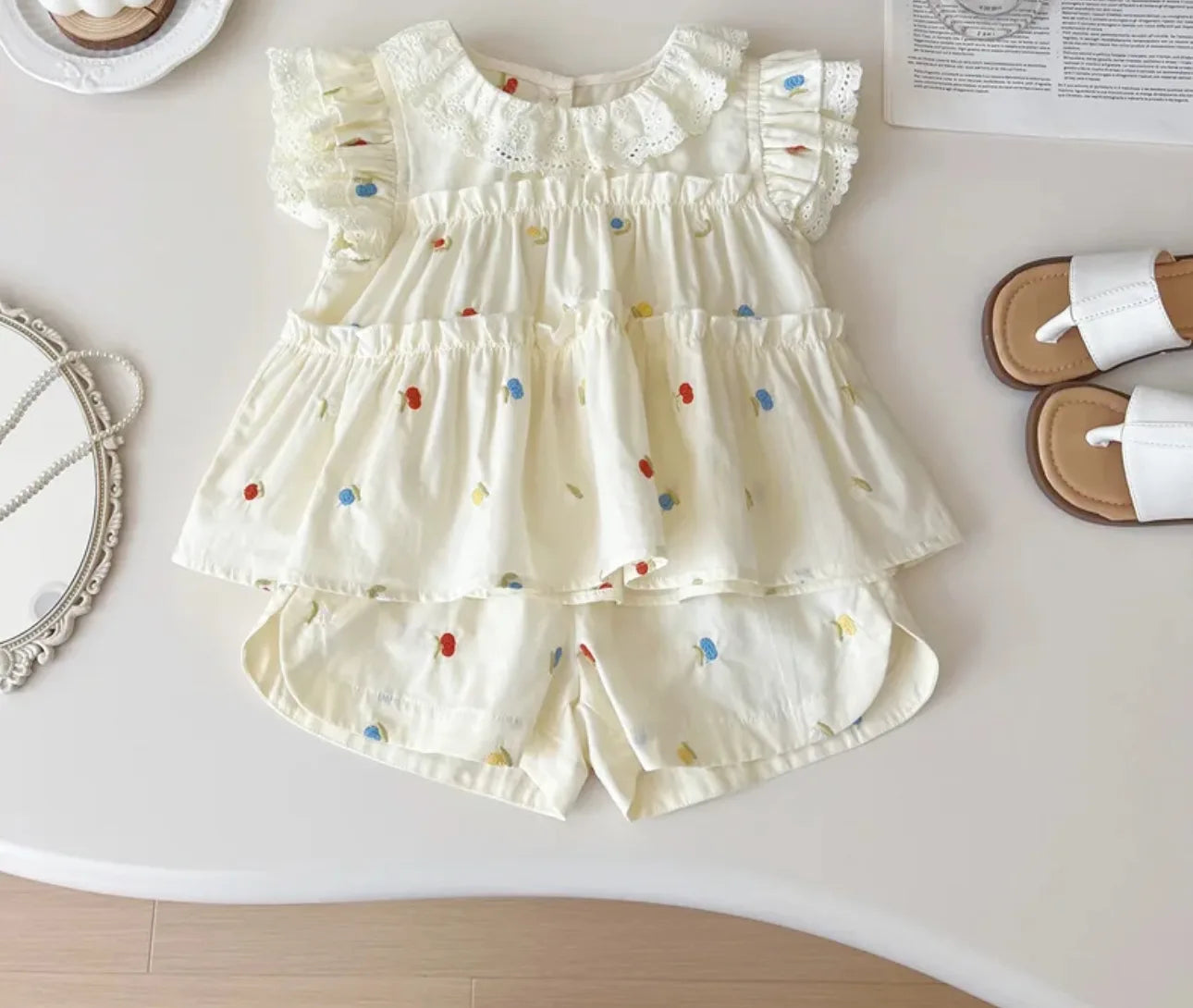 2PCS Embroidered Cotton Baby Princess