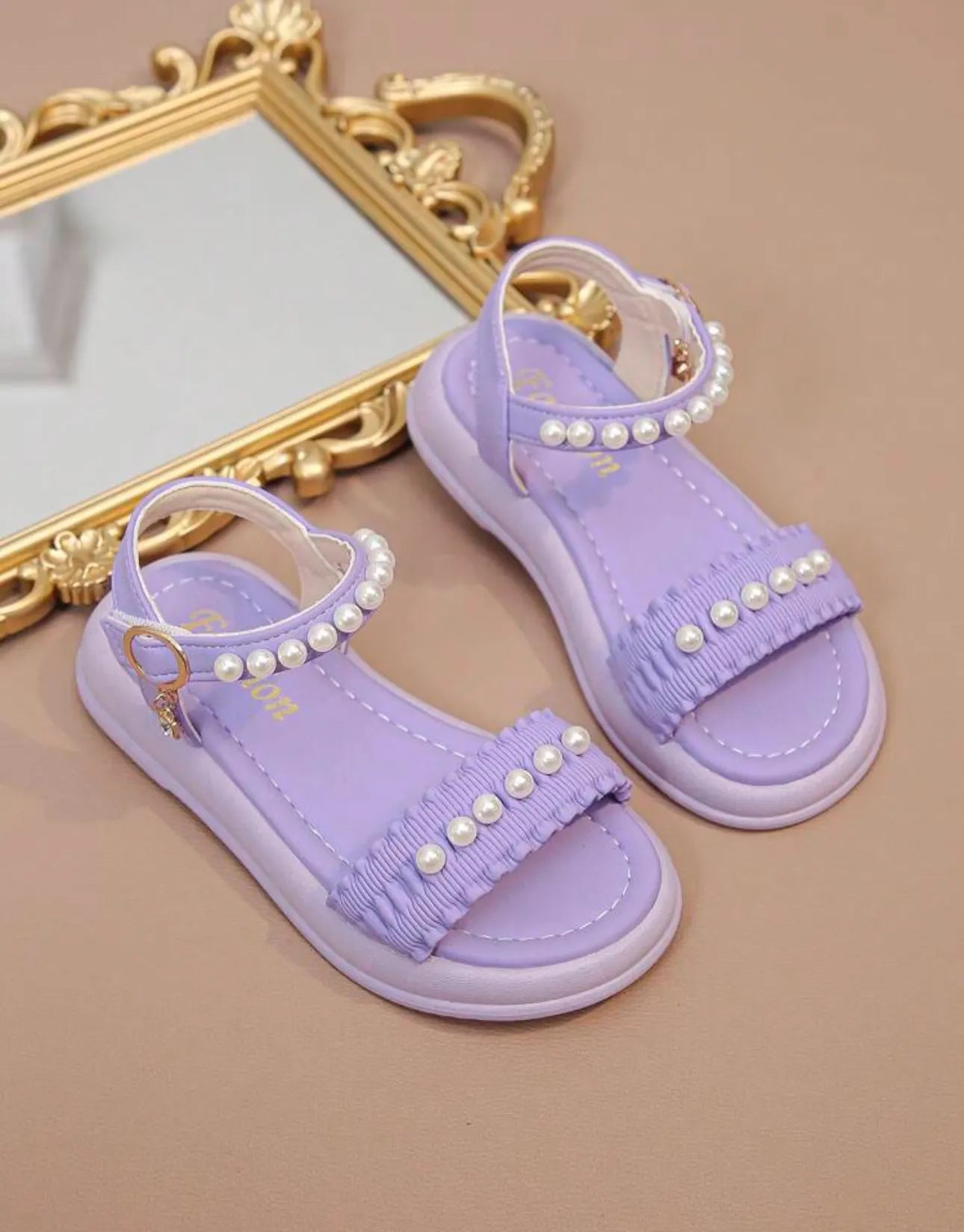 Pearl Rhinestone Sandals, Princess Style, Breathable, Open Toe, Suitable For Outdoor