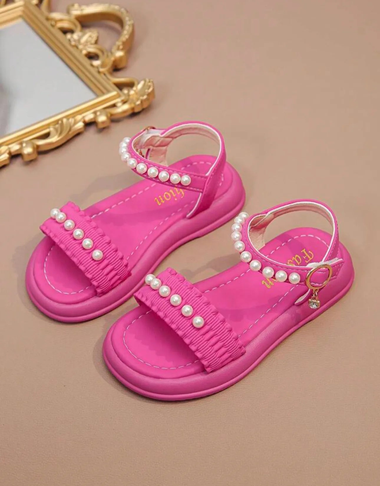 Pearl Rhinestone Sandals, Princess Style, Breathable, Open Toe, Suitable For Outdoor