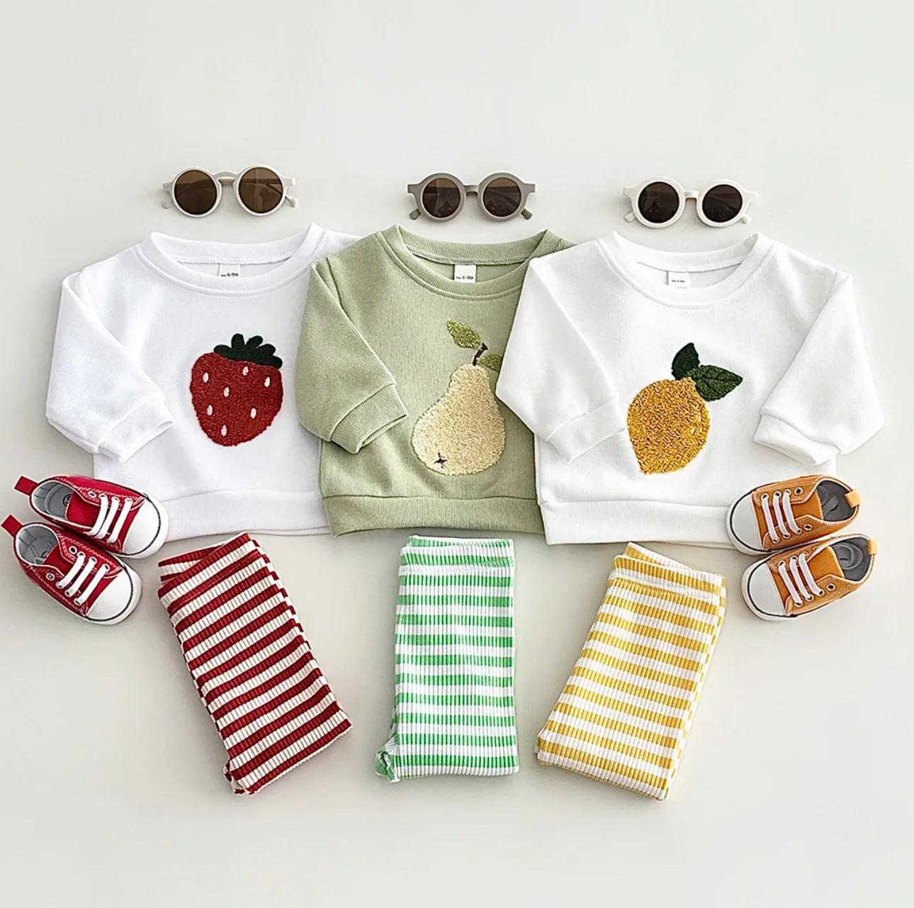 Baby Girl Embroidery Cotton Fruits 2pcs set