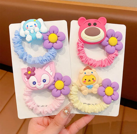 4 pcs Girls cute Cartoon Hair ties