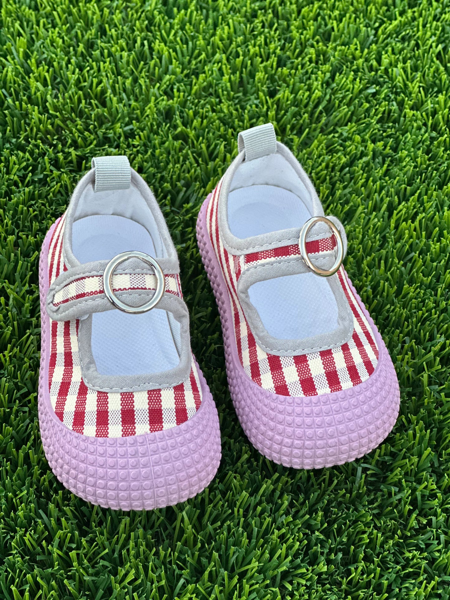 Canvas Plaid shoes with comfy loop for toddler girls