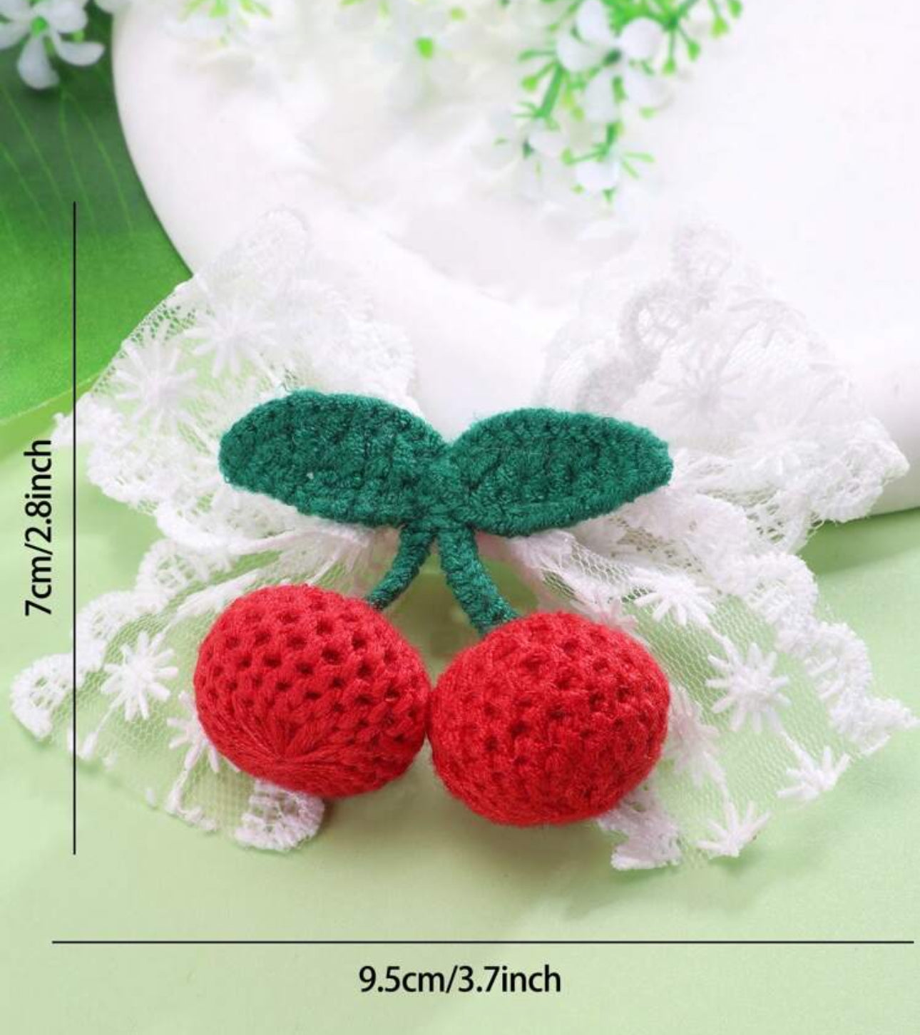 Lace Cherry Hair Bow Hair Pins