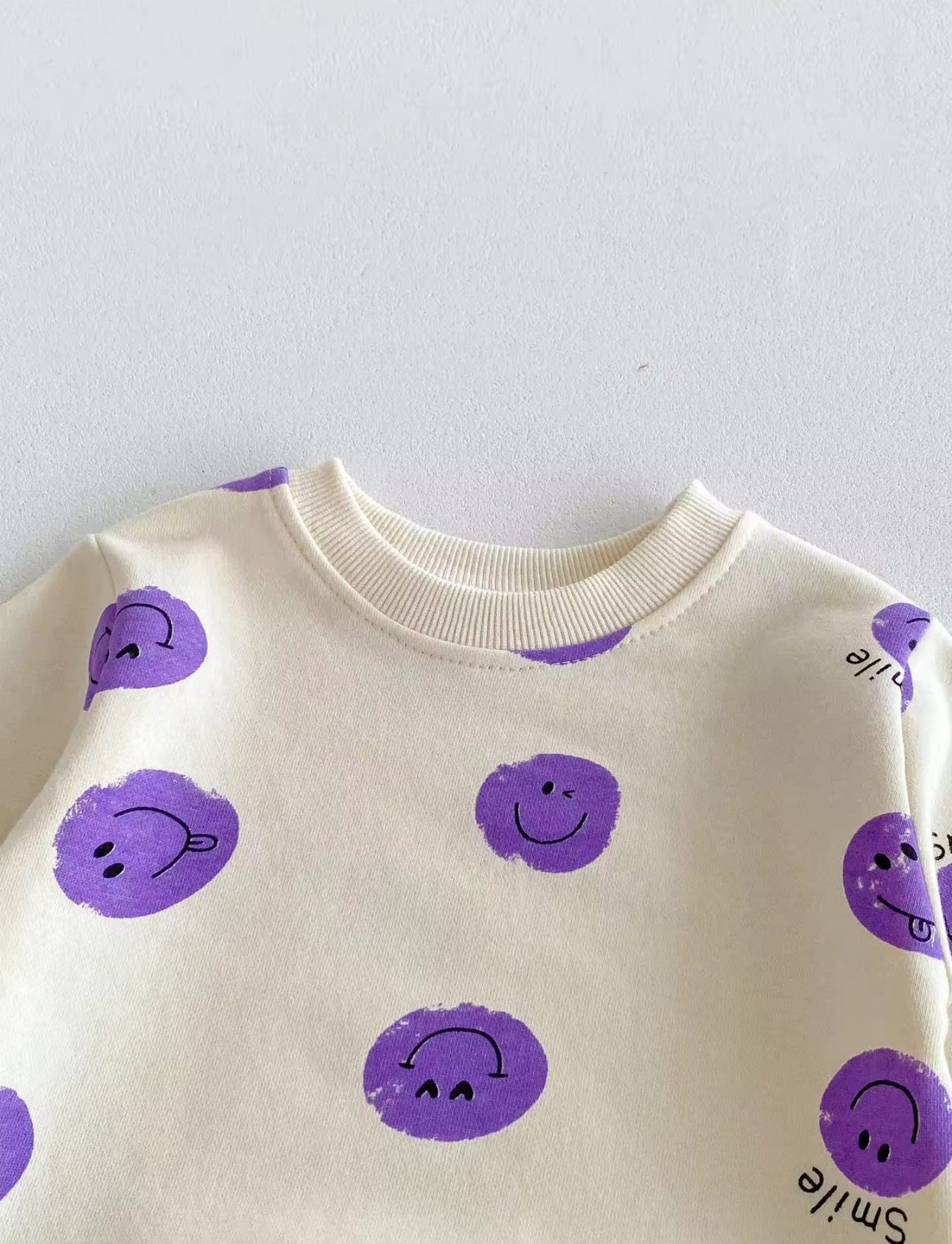 2 Pcs sets smiley face Long sleeve sweatshirt and pants