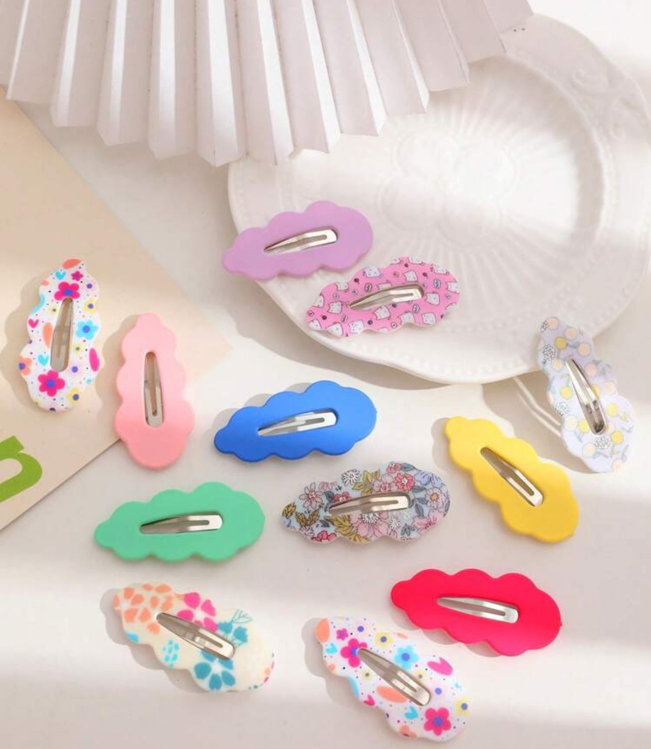 12pcs/Set Adorable Colorful Cloud Shaped Hair Clips Set | JA.VA.NAH