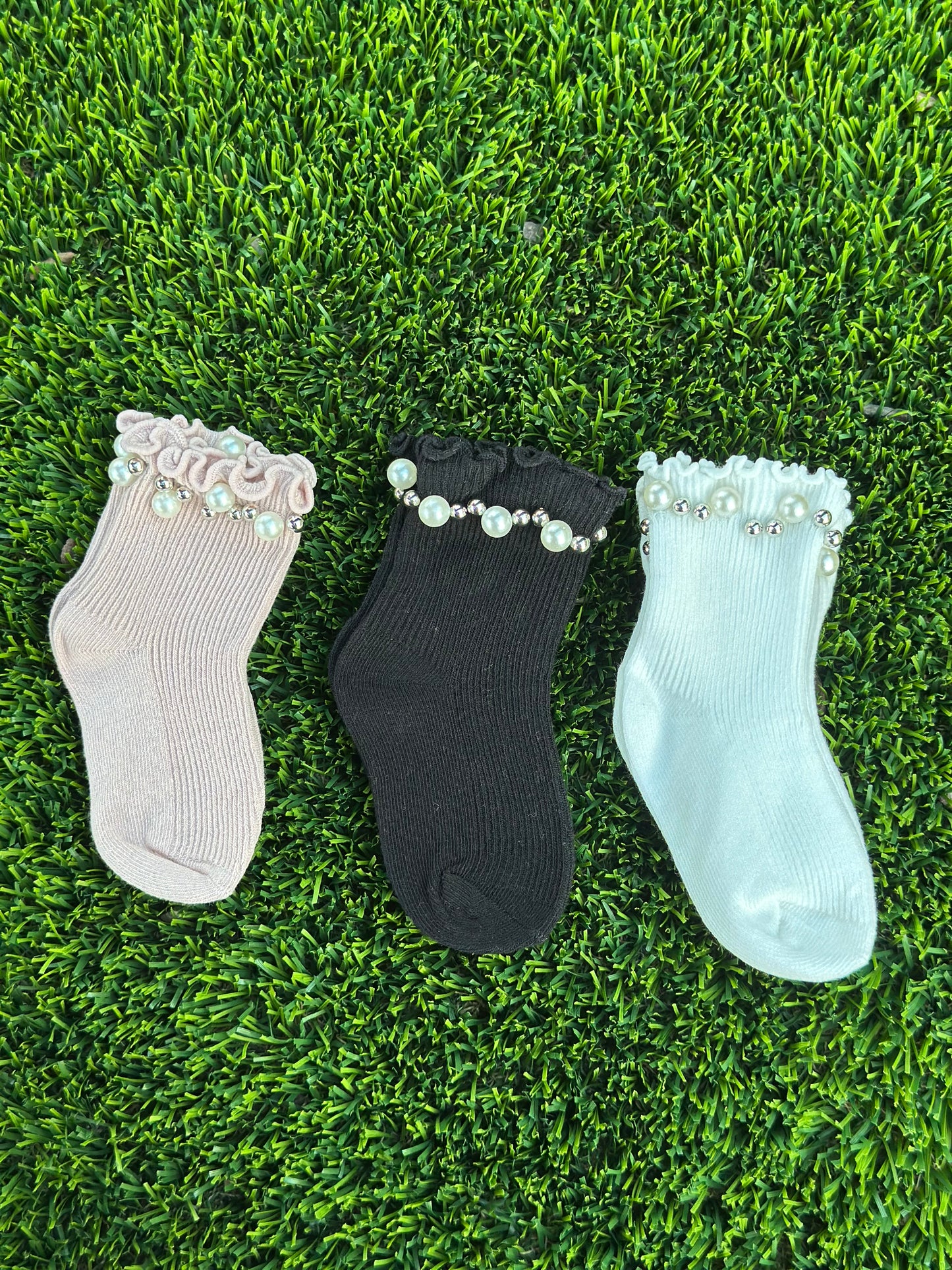 3 Pairs Toddler Girls Pearl socks | JA.VA.NAH