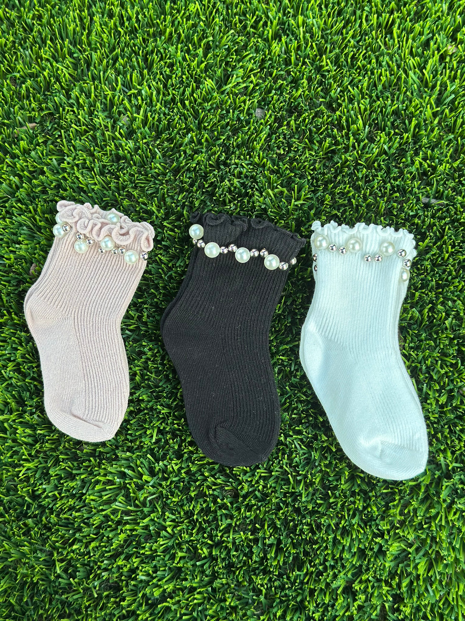 3 Pairs Toddler Girls Pearl socks | JA.VA.NAH