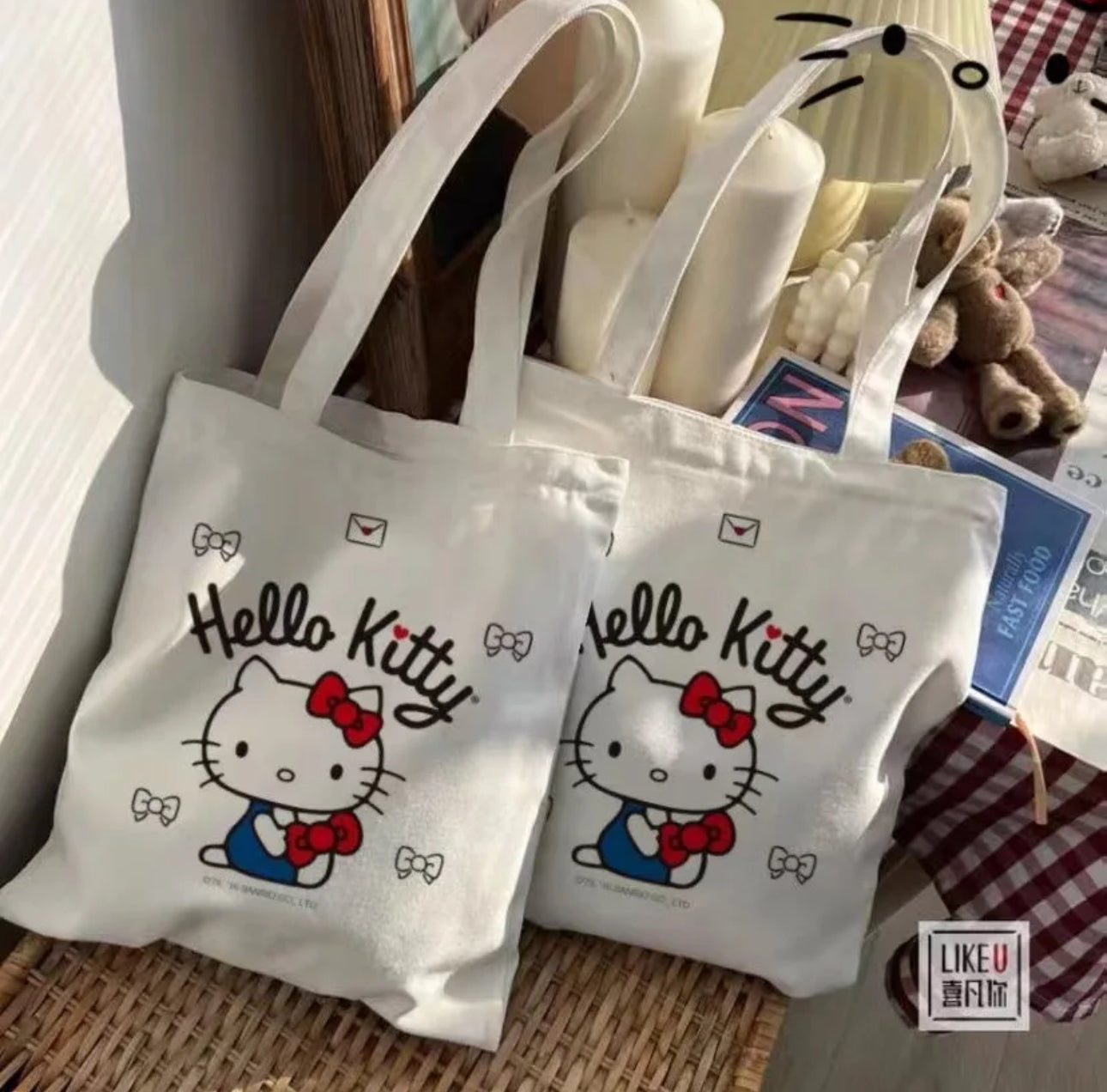 Hello Kitty Kawaii Canvas Bag Custom Tote