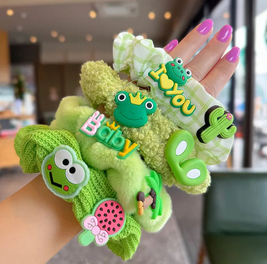 Elastic Cartoon green Hair ties