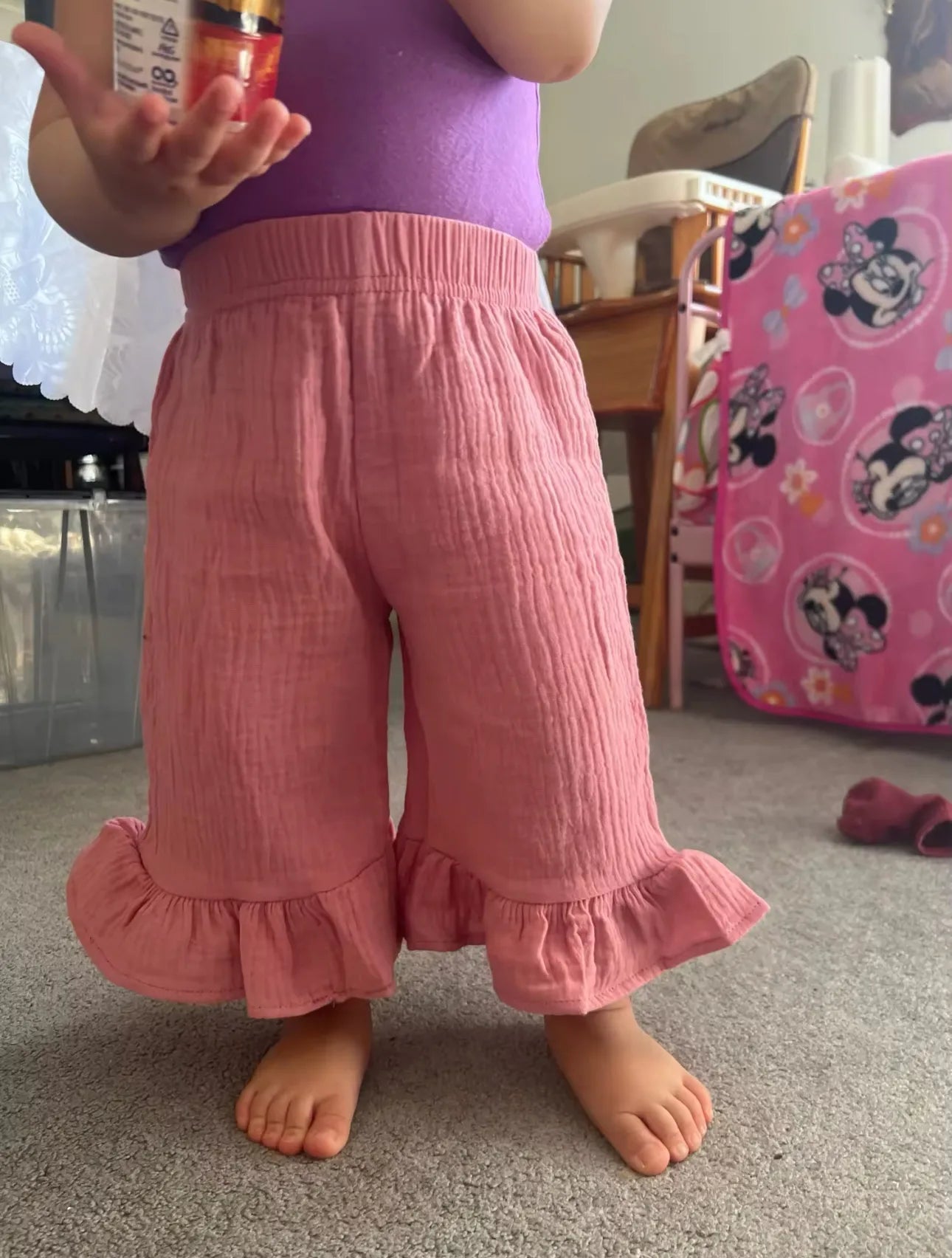 Girls Cotton Ruffled Flared Pants