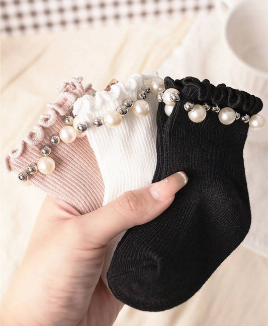 3 Pairs Toddler Girls Pearl socks | JA.VA.NAH