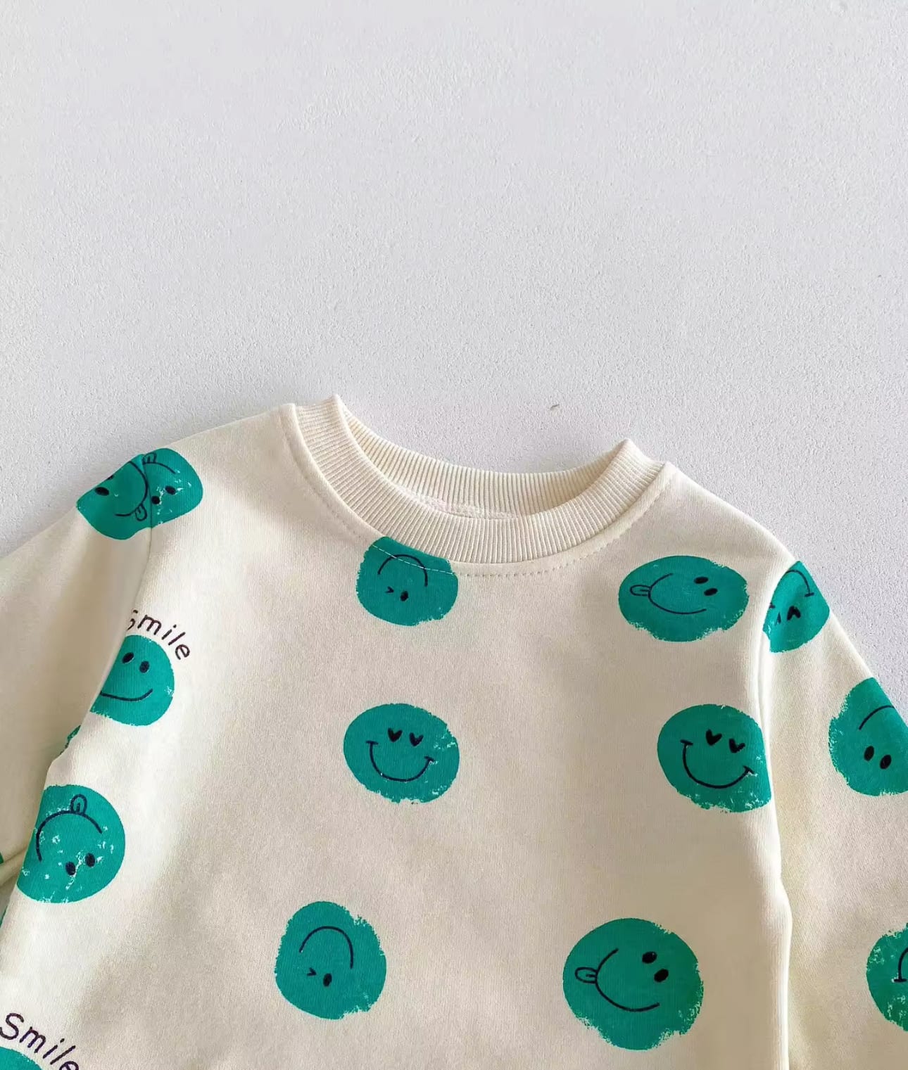 2 Pcs sets smiley face Long sleeve sweatshirt and pants