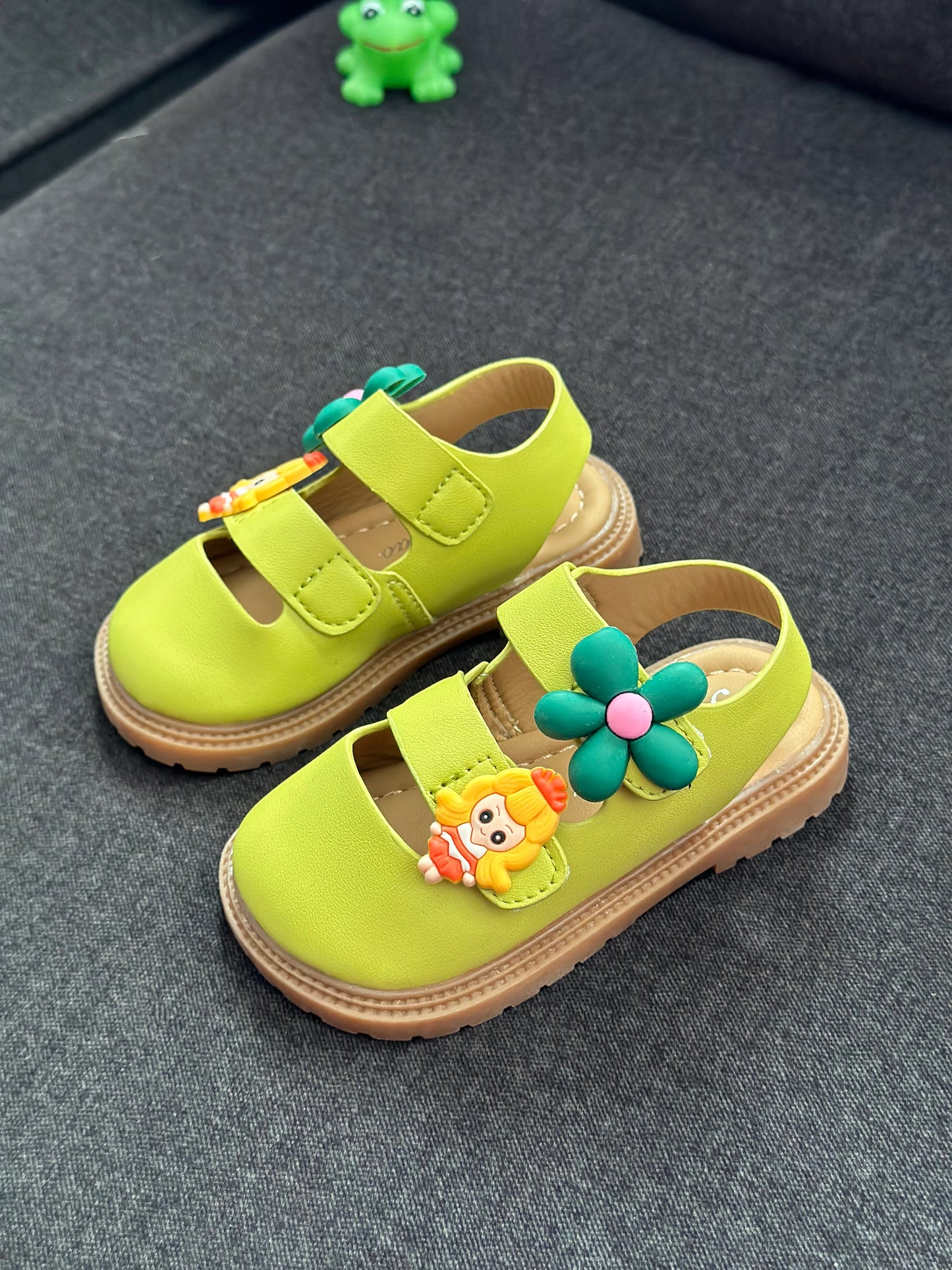 Toddler Girls Summer Closed Toe Princess Flower Leather Comfortable Shoes