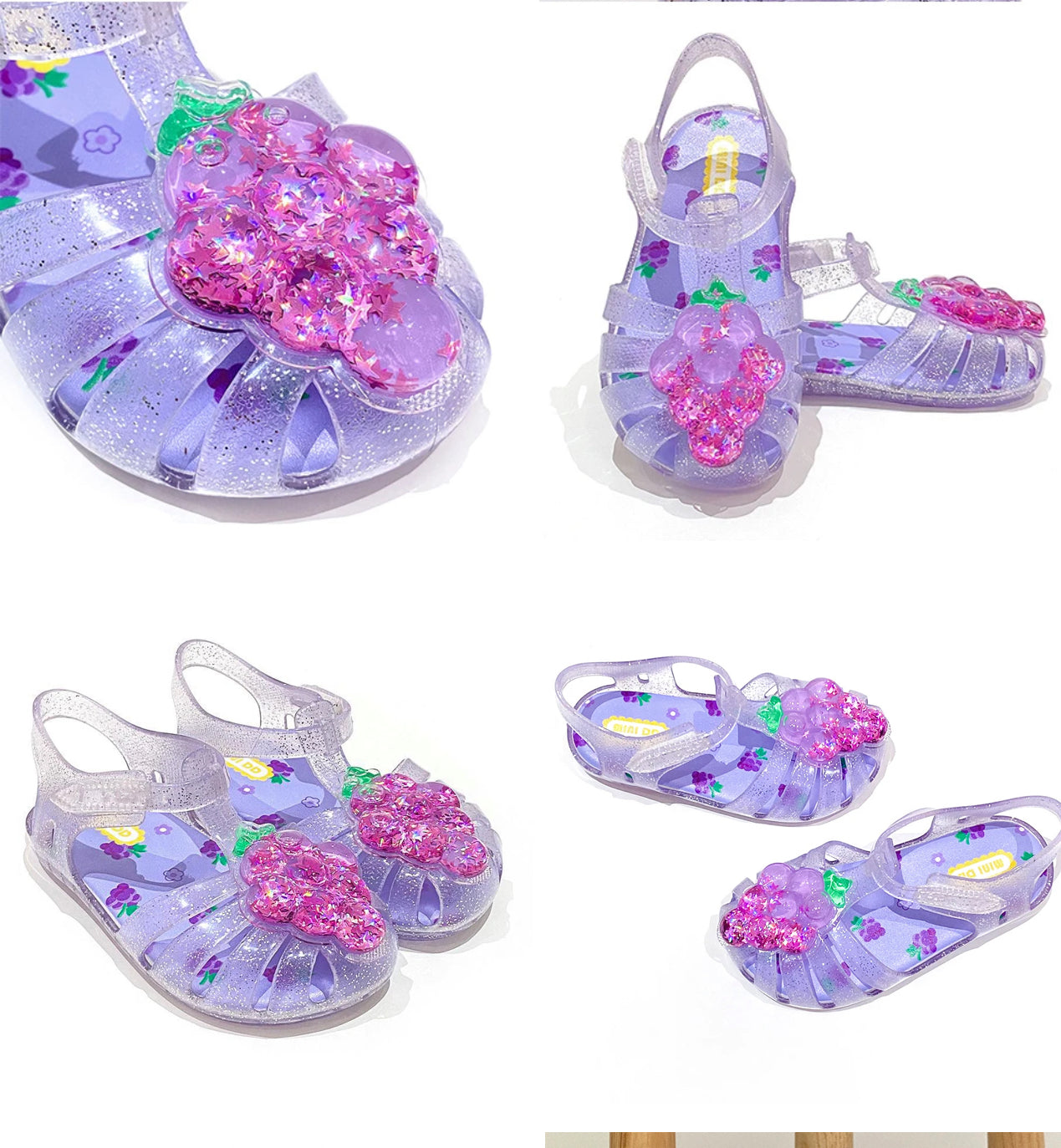 Fruit Jelly shoes for toddler girls with comfortable loop soft bottom