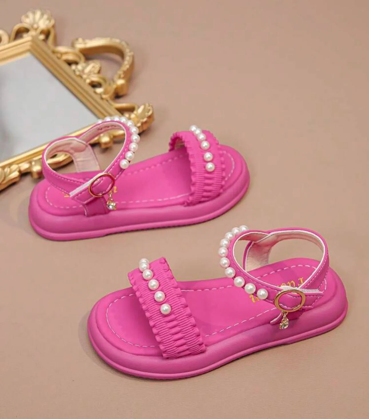 Pearl Rhinestone Sandals, Princess Style, Breathable, Open Toe, Suitable For Outdoor