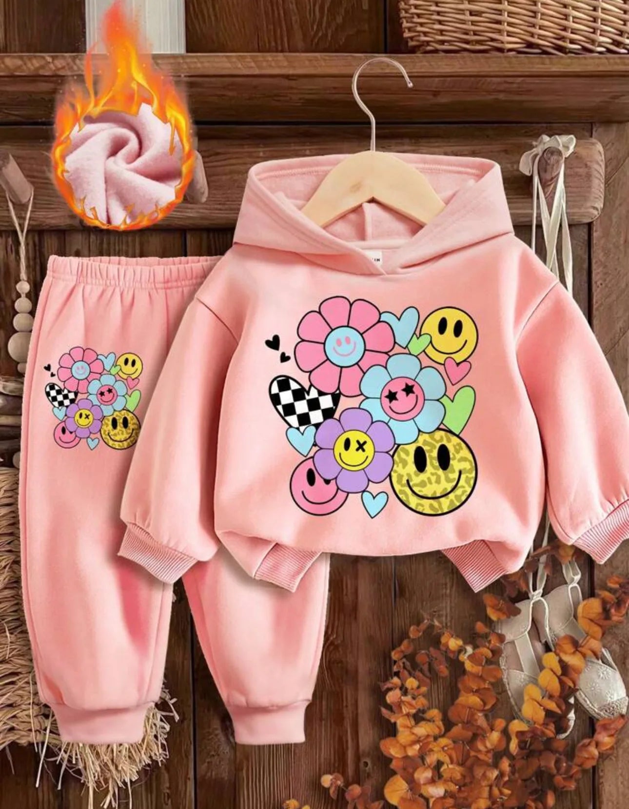 Casual 2Pcs Fleece sweatshirt/Pants