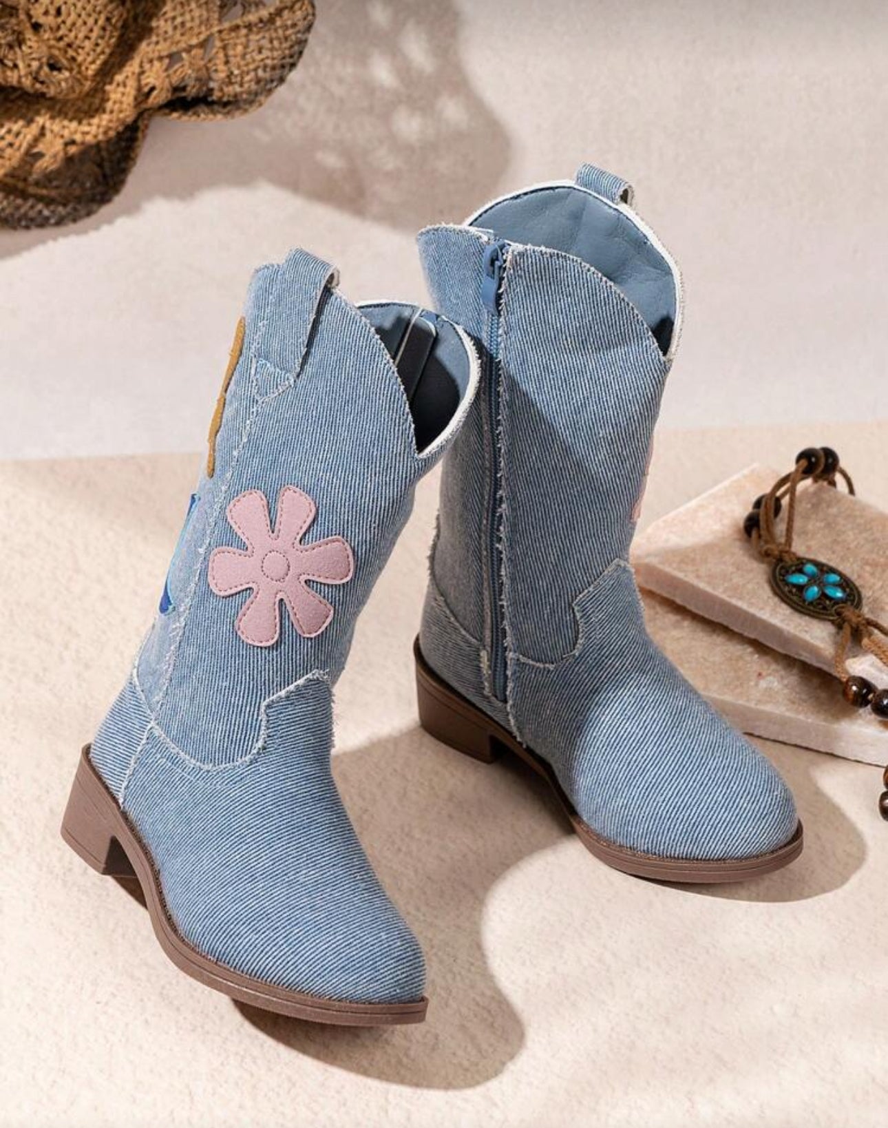 Toddler/Teen Girls Embroidered Pattern Vintage Stylish, Western Boot.