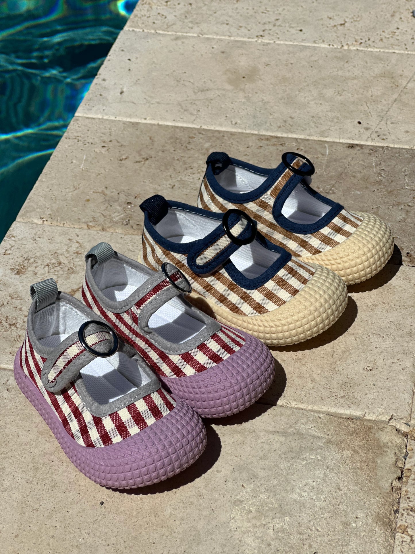 Canvas Plaid shoes with comfy loop for toddler girls